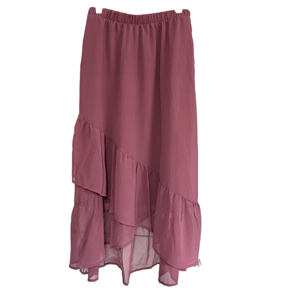 a new day Mauve High-Low Tiered Ruffle Maxi Skirt